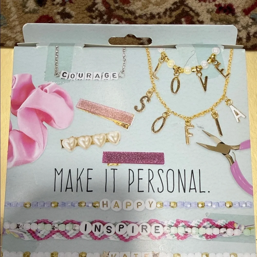 Personalized Kids Jewelry Set - Pink, Gold, Blue